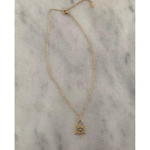 Gold Vintage Style Star Burst Evil Eye Pendant Necklace Brand New - Picture 2 of 3